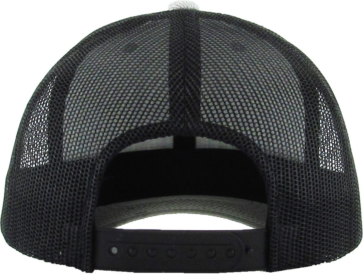 Heather Light Gray Black Two Tone Classic 6 Panel Trucker Mesh Snapback Back View